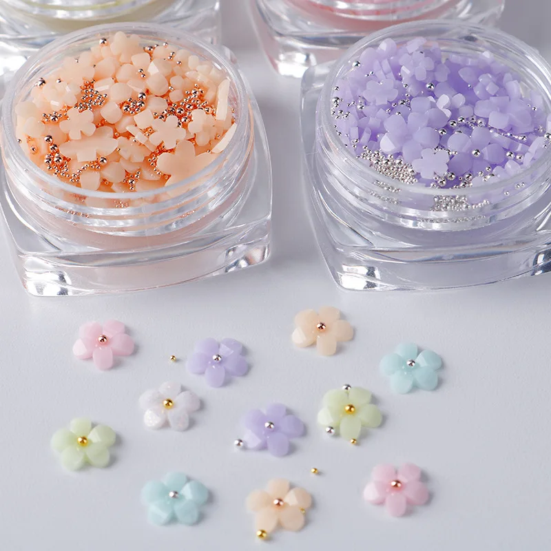 

Color Changing 5D Acrylic Flowers For Nails 3D Floral Charms Rhinestone Gem Nail Art Decoration Mixed Beads Manicure Accessories