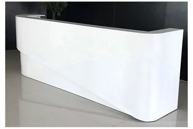 Modern Office Small White Reception Desk Salon Led Cash Counter Hotel