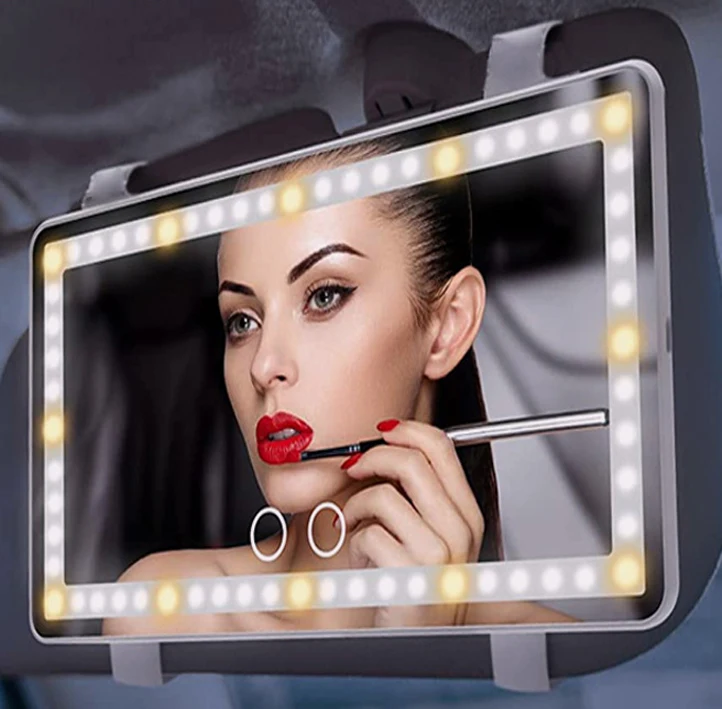 

Hot Seller Car Visor Lighter Mirror-Tovendor Car Makeup Mirror With Three Lights