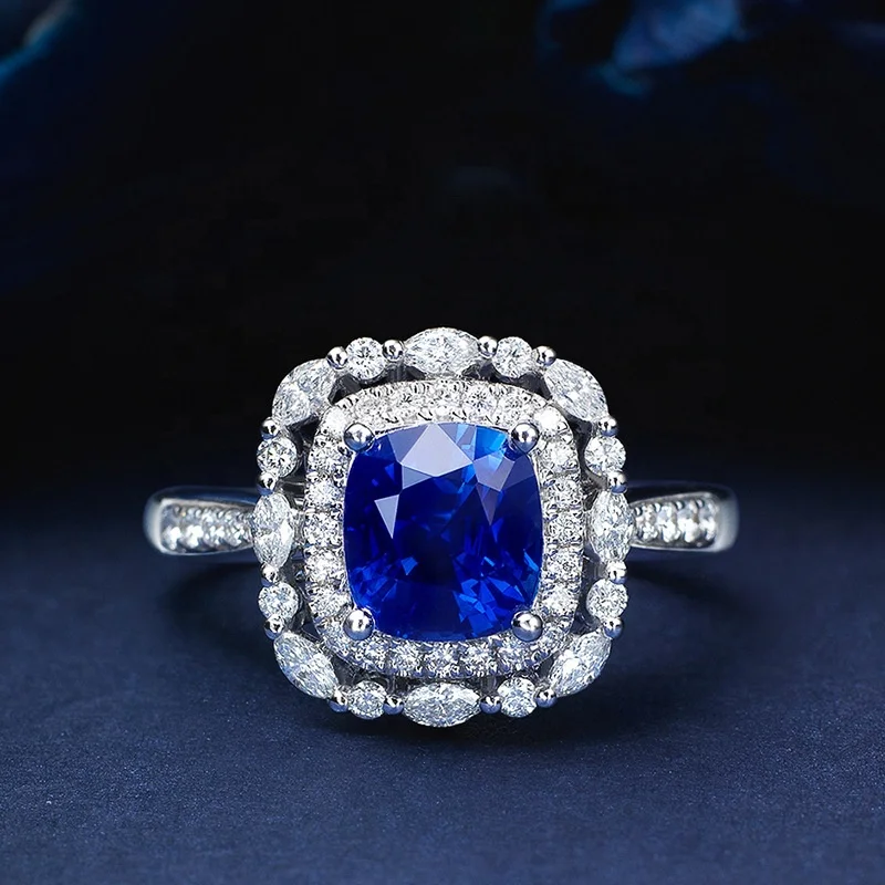 

Fashion Classic Pendant Necklace Exaggeration square Blue Cubic Zircon Charm Jewelry Set Women's Party Promise Wedding Rings, Customized color