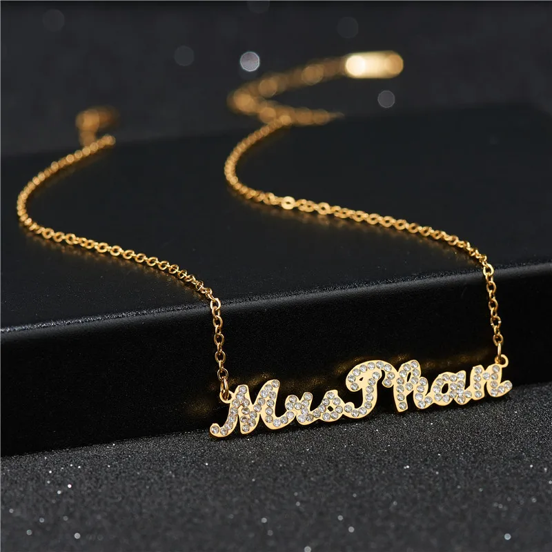 

Stainless Steel Diamond Gold Plated Custom Name Necklace