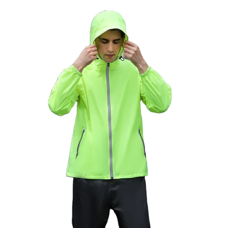

Custom polyester thin and lightweight reflective waterproof light rain coat waterproof, Yellow, navy blue, green