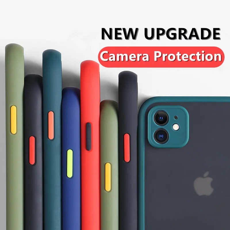 

Camera Lens Protection Phone Case For Iphone 12 Pro Max,XINGE Translucent Matte Shockproof Phone Case For Iphone 11 12 Pro Max, Black,purple,blue,mint,green,pink,yellow,red