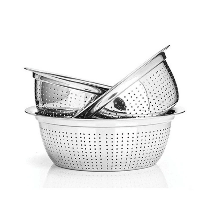 

round stainless steel vegetables colander strainer filter