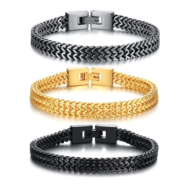 

Trendy Latest High Polished IP Plated Hip Hop Ethnic Stainless Steel Silver Link Keel Chain Charm Bracelet