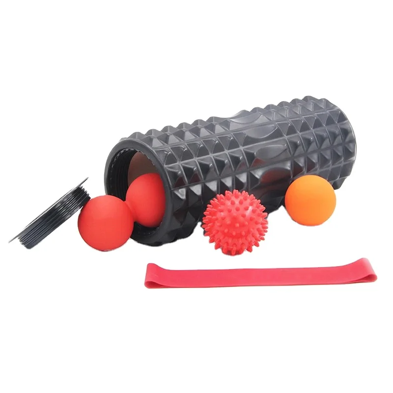 

Yoga Exercise Massage Stick /Strap /Lacrosse Ball Fitness 5 In 1 Foam Roller Set, Black/red/orange/green/blue/as availbe