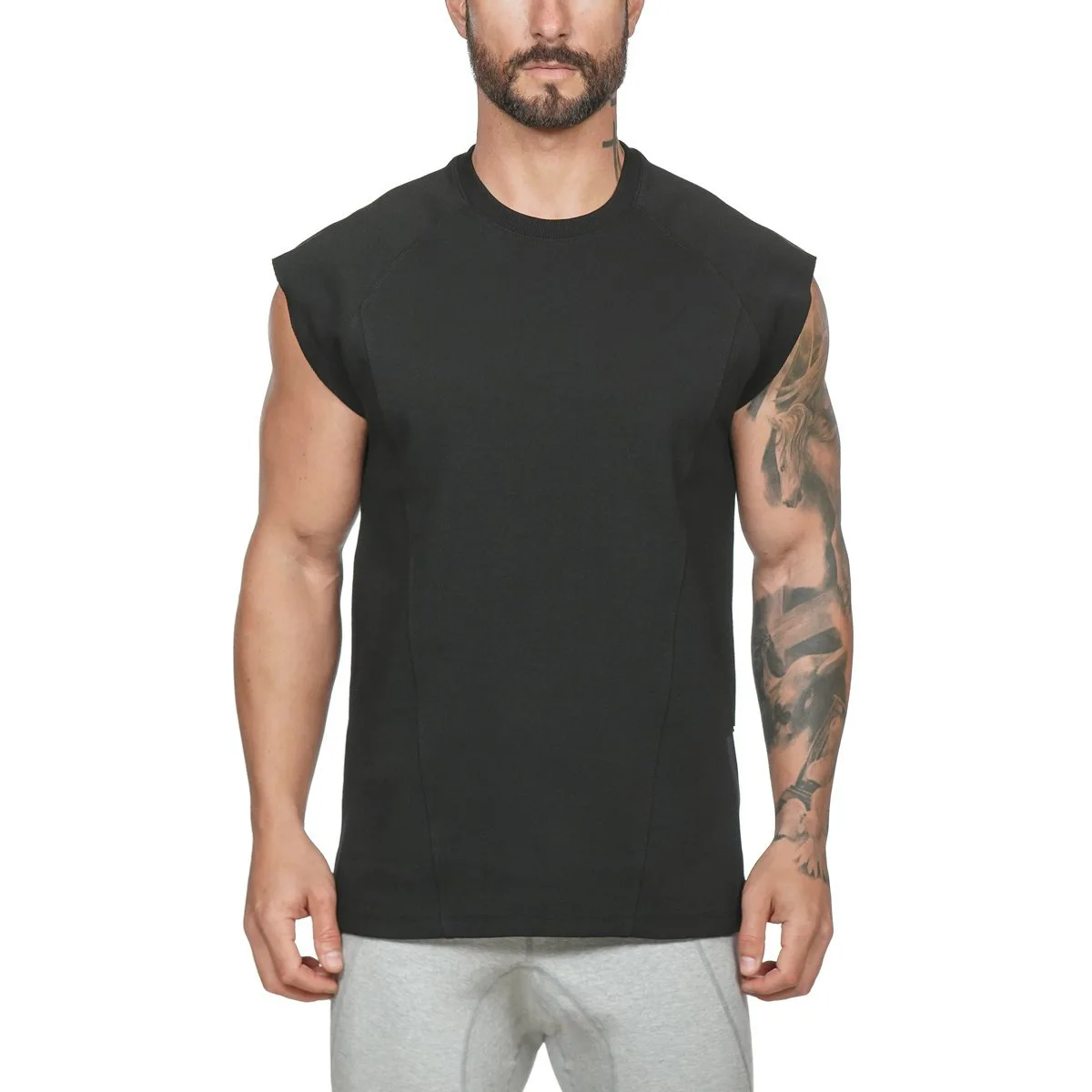 

New t-shirt men's short sleeve large sports sleeveless quick drying tight bottoming shirt fitness clothes
