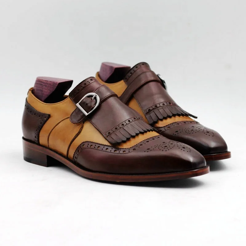 

Cie Customized Handmade Monk Blake Stitched Brown Casual Pure Leather Shoes for Men, Requirements