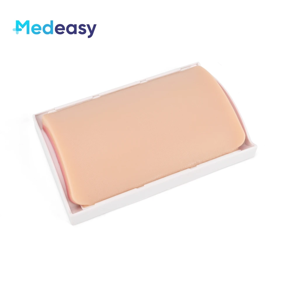Medeasy Curved Suture Pad Without Wounds Silicone Suture Practice Pad With Mesh and Replaceable Skin for Students Training