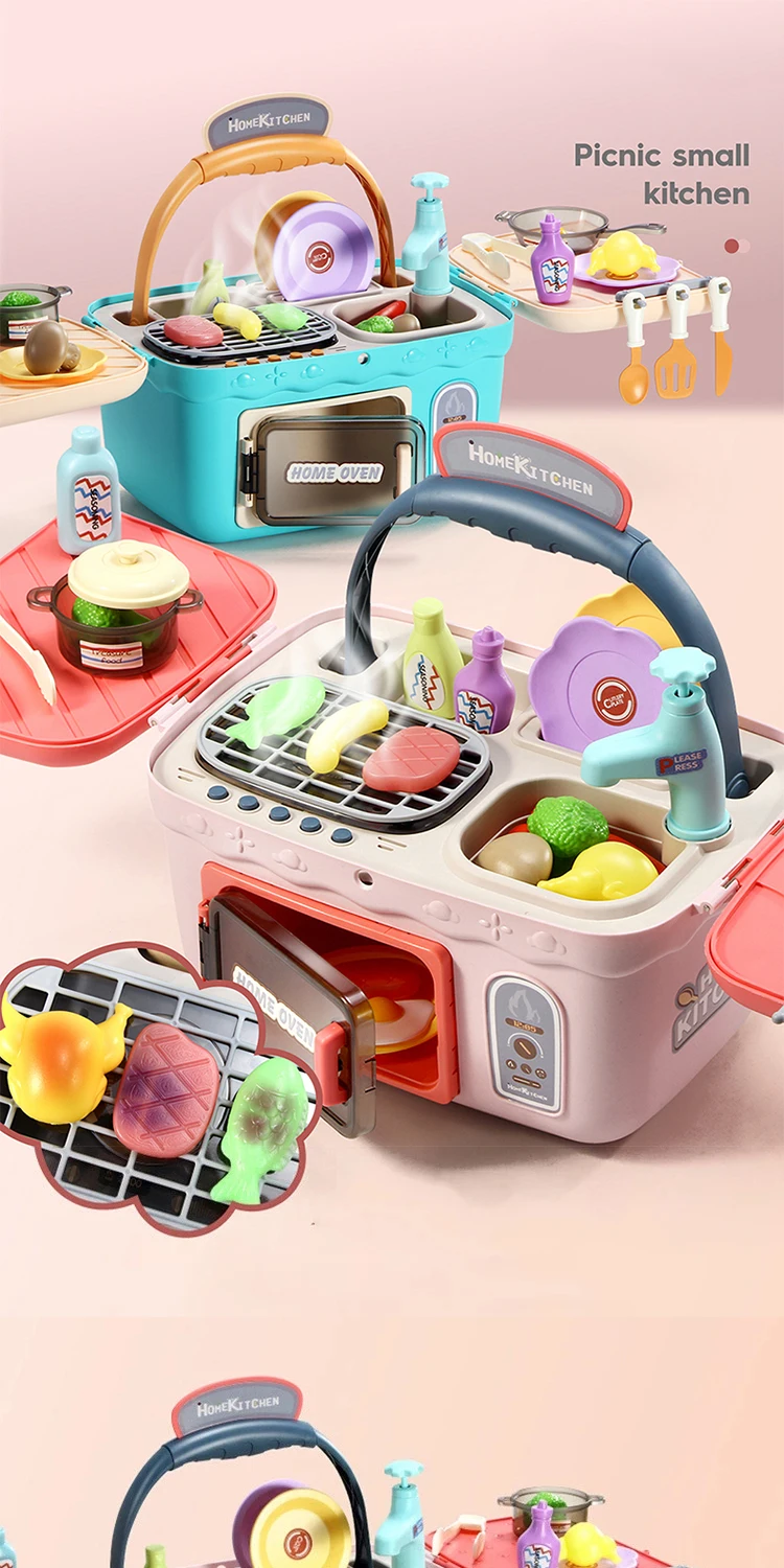 Juego De Cocina De Plástico Para Niñas,Set De Comida De Pícnic,Juego De