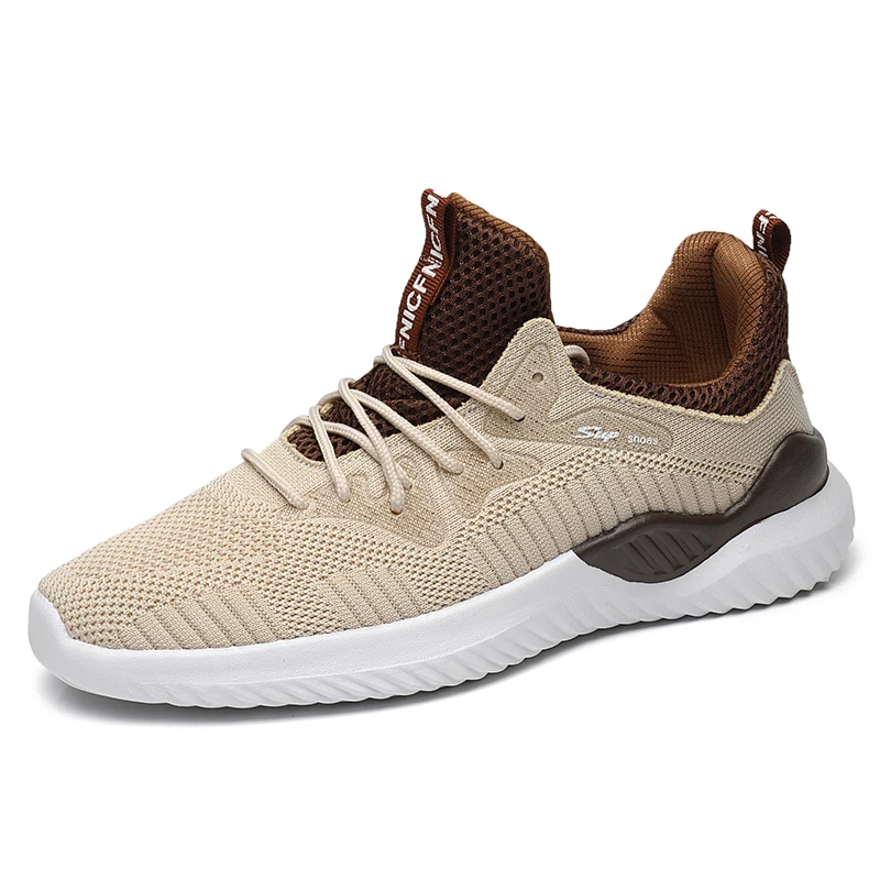 

Casual Sport Shoes Men Mesh Comfortable Running Shoes Sneakers, Black/beige