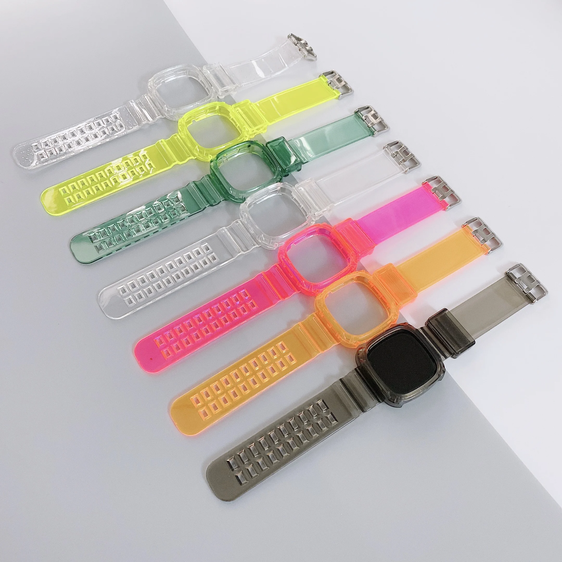 

Clear FB versa 3 strap for fitbit versa silicone bands fluorescent glacier watch band for apple series 6