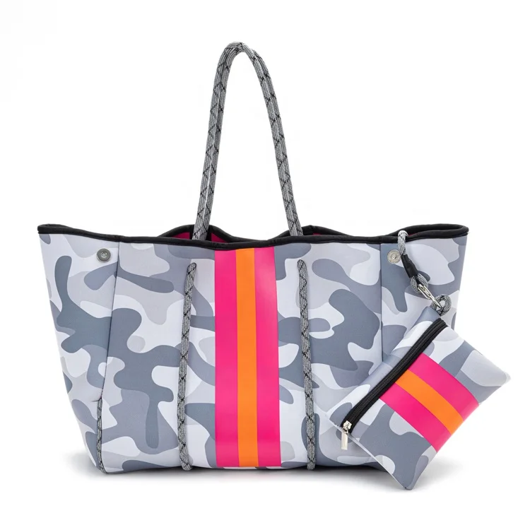 

2021 Trendy Fashion Beach Handbag Camouflage Shoulder Neoprene Tote Bag