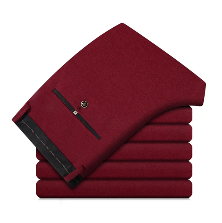 

Spring/Summer 2020 new men's wrinkle resistant stretch casual pants, Navy blue, wine red, black