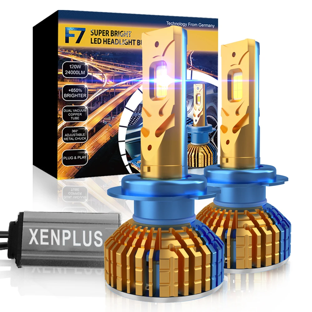 

XENPLUS New product F7 120W big power 24000 lumen H1 H4 9004 9007 H7 H11 9005 9006 9012 9007 h13 LED Headlight Bulb