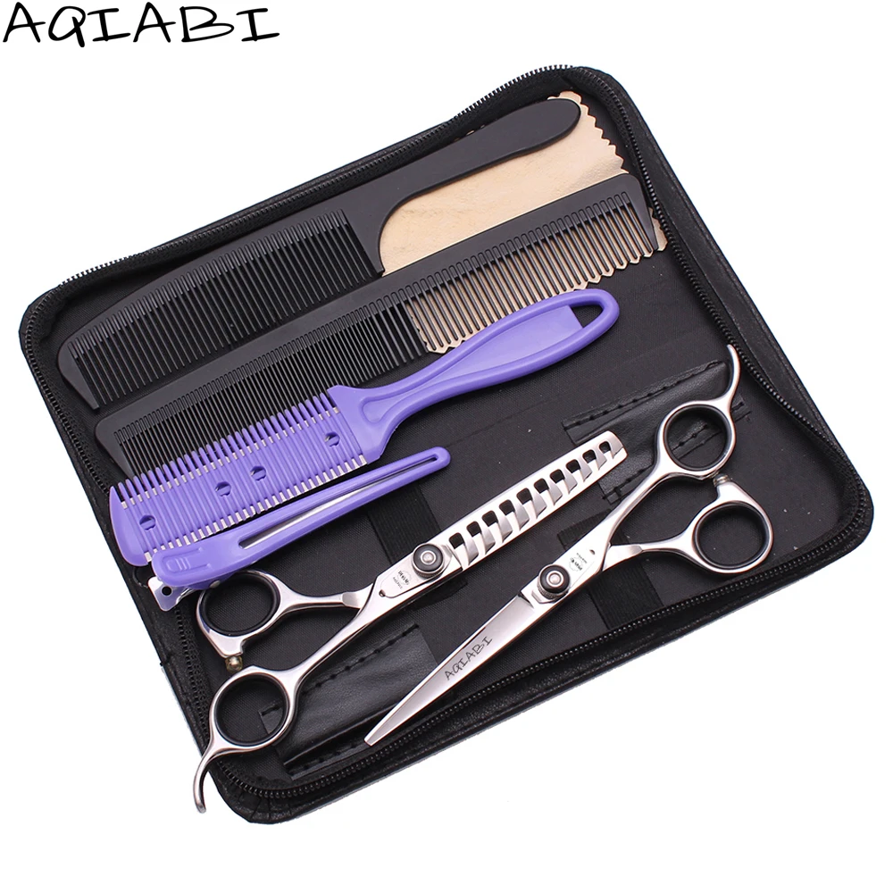 

Beauty Scissors 6'' AQIABI 440C Hair Cutting Scissors Barber Thinning Shears Hair Scissors A2002, Shiny