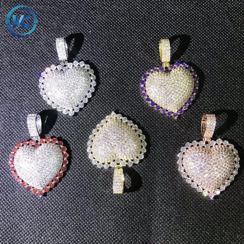 

2021 Personalized Hip Hop Jewelry Bling Bling heart Pendant Necklace