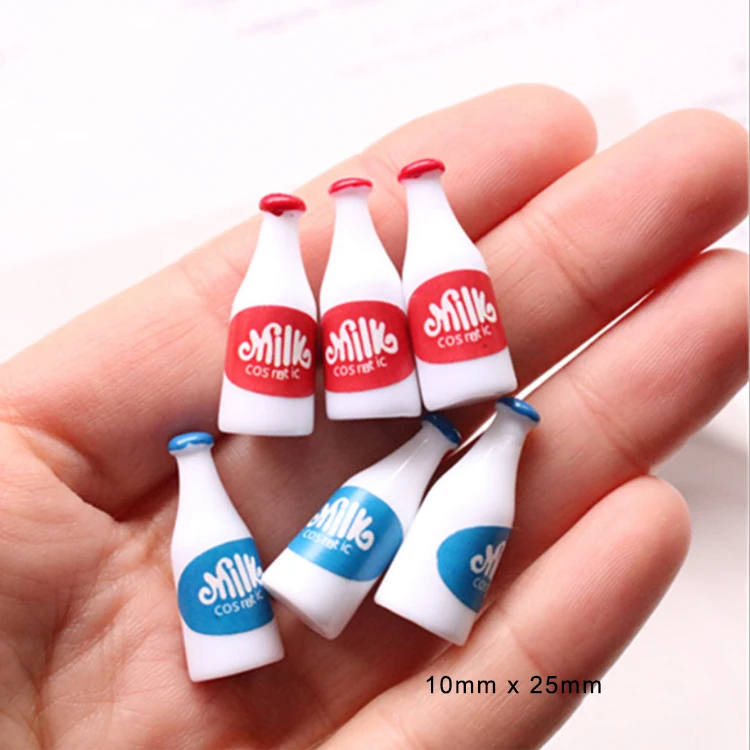 

yiwu wintop fashion small size blue red color 3d fake milk bottle design resin charm for keychain decoration