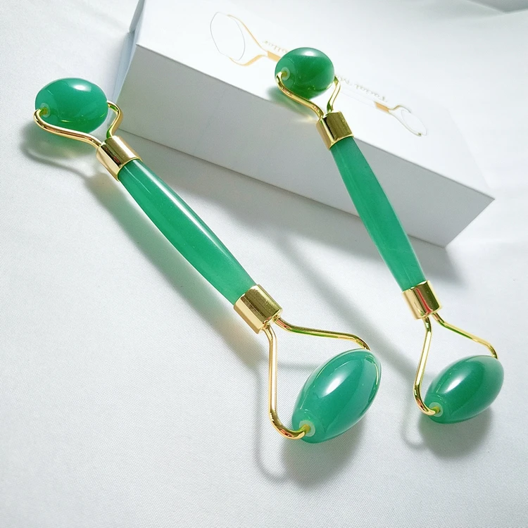 

gemstone stones Wholesale price green jade roller with box face massager