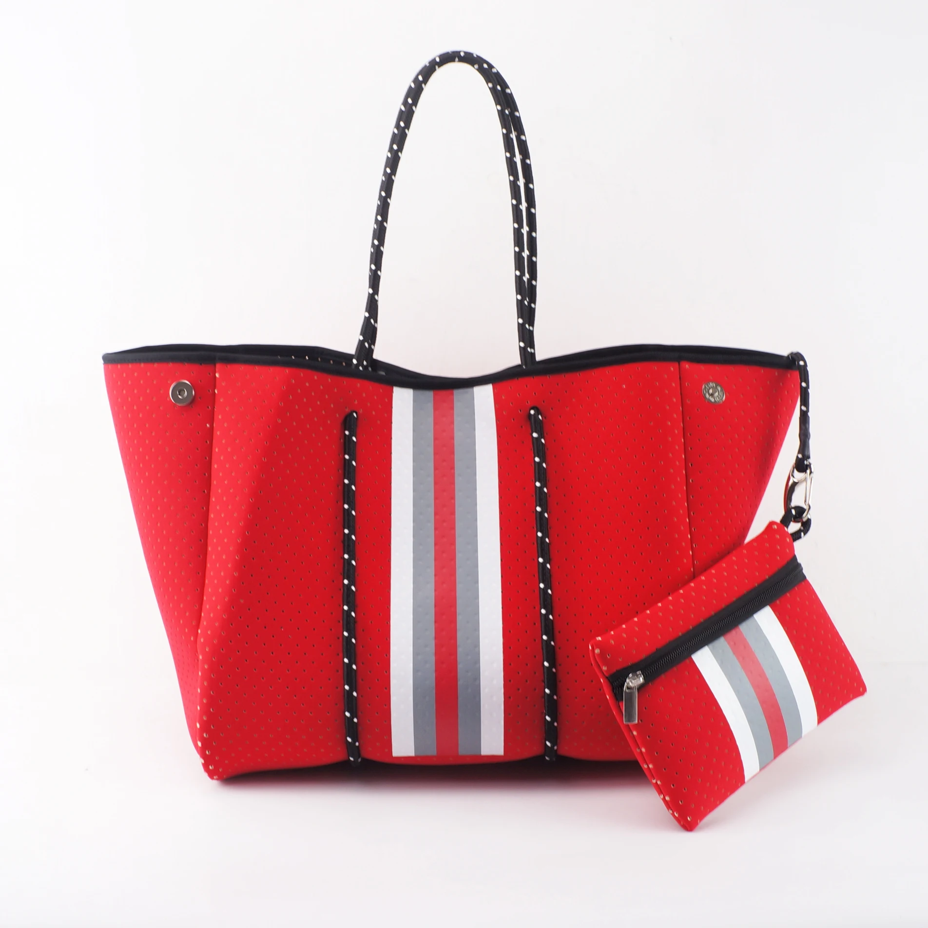 

2021 Lady tote hand bag Super Hot Selling Perforated Neoprene Bag Beach Bag women handbags, Sample or customized
