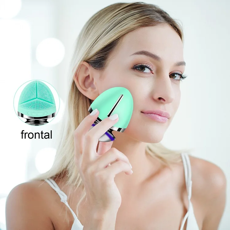 

ems face electric cleansing brush led light photon heating sonic vibration ionic facial cleansing brush