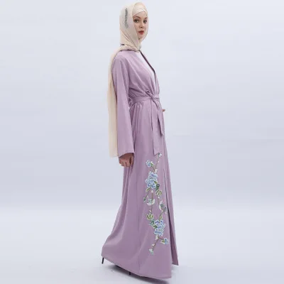 

LSY221 Stylish beautiful applique hijab dress lIslamic Clothing Fashion Front Open Kimono Arabic Style Dubai Muslim Abaya, Shown