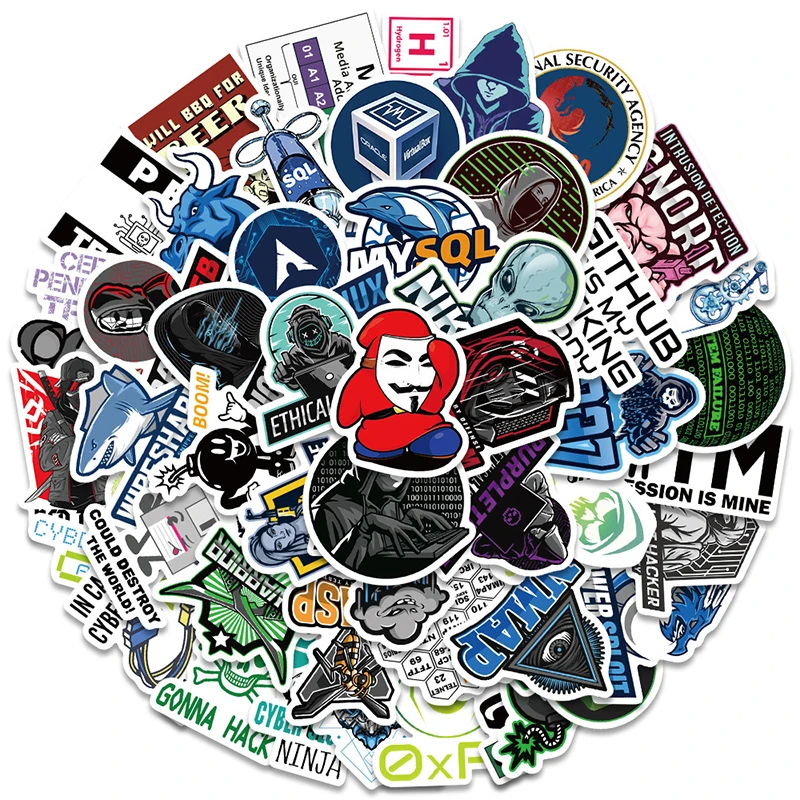50Pcs/set New Hacker Programming Graffiti Stickers Luggage Notebook Guitar Skateboard DIY Waterproof Stickers