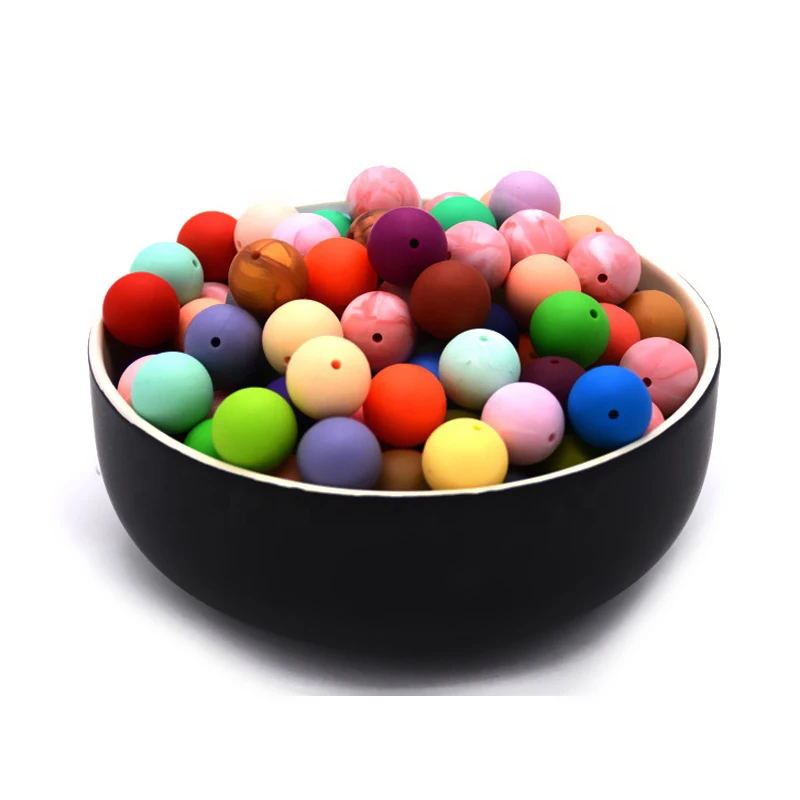 Wholesale Bulk Soft Silicon Chewing Necklace Teether Bead Food Grade BPA Free Baby Teething Silicone Beads for Jewelry Making