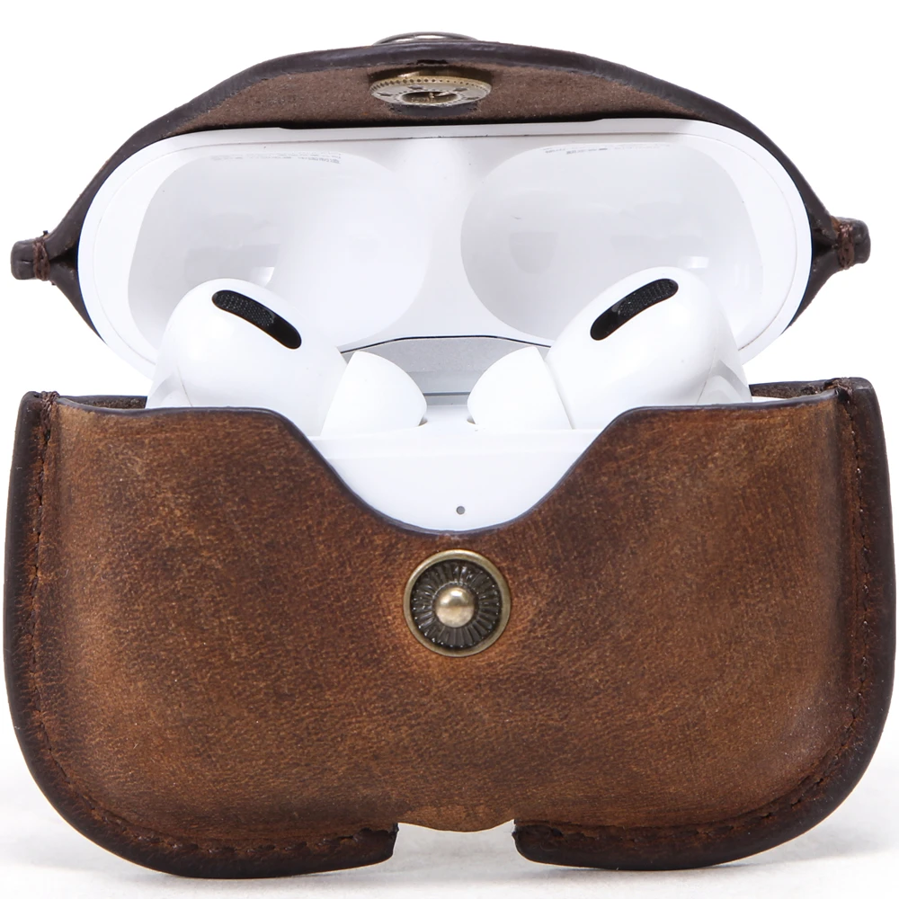 

Contact's coffee crazy horse leather earphone protect case for apple earphone cheap price