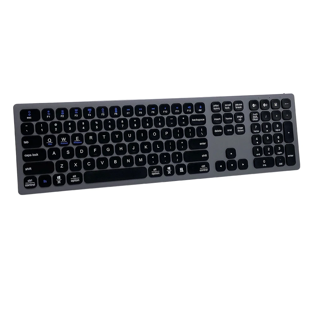 

Slim Multi Device Rechargeable wireless aluminium keyboard spanish portable keyboard for mobile pc computer, Black & customized colors