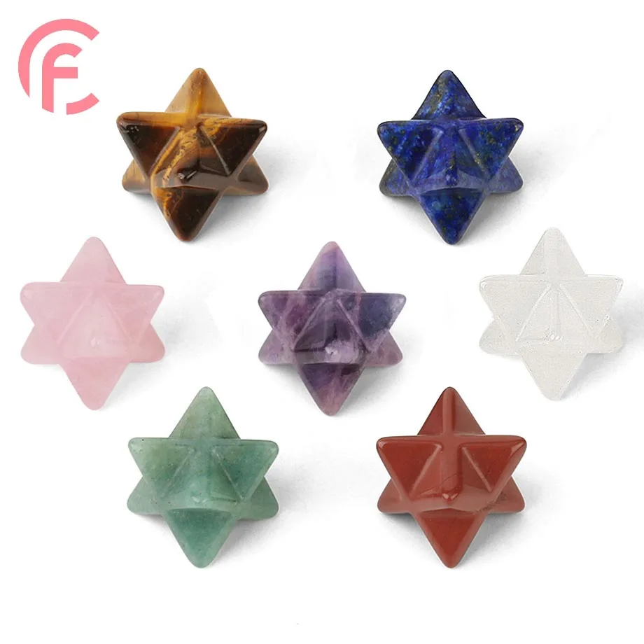 

Natural Stone Merkaba Six Pointed Star Hexagram Crystal Healing Gemstone Ornaments Jewelry