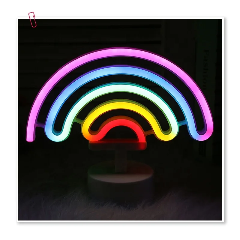 Rainbow Multicolor Indoor Decorative Kids' Room Bedroom Night Table Lamp Neon Light