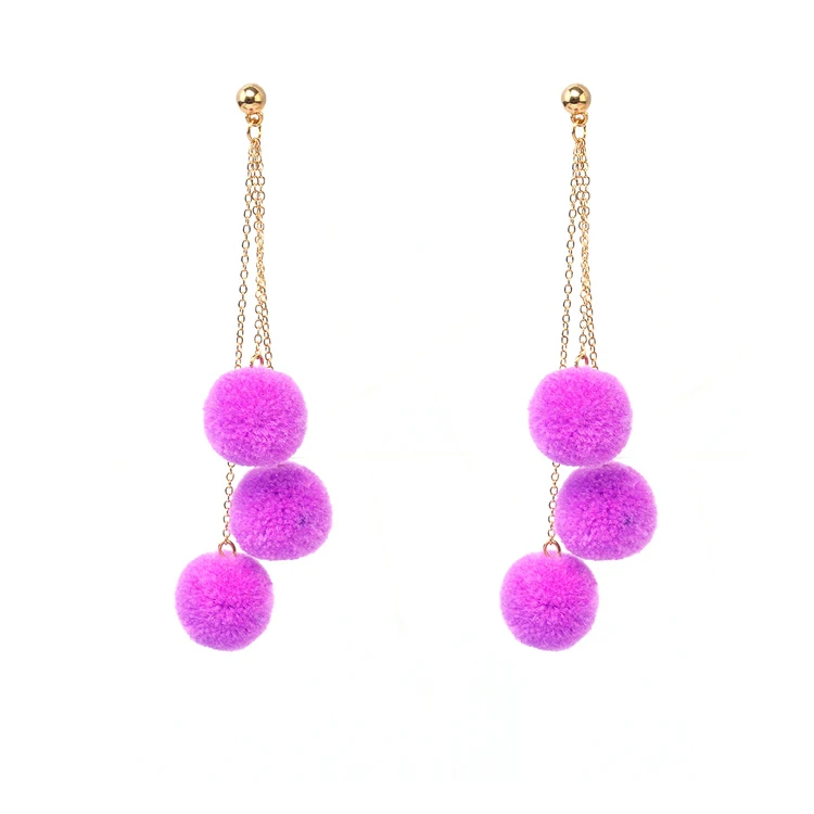 

Fashion bohemian earrings handmade vintage boho pom pom earrings for women, Picture shows