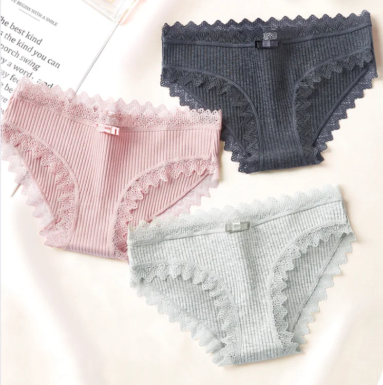 

Wholesale Soft Women's Cotton Sexy Underwear Ladies Briefs Mid Waist Solid Color Cotton Panties Underpants