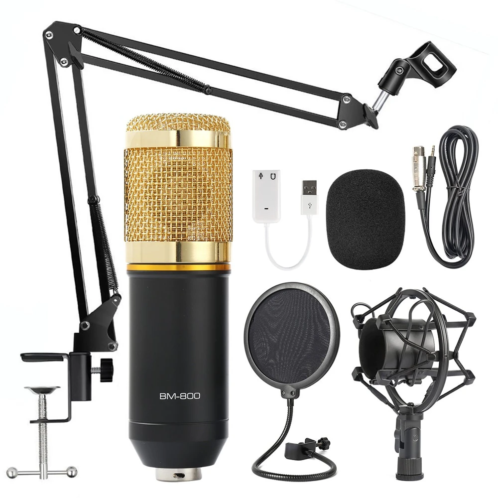 

BM 800 karaoke microphone BM800 studio condenser mikrofon mic bm-800 For KTV Radio Braodcasting Singing Recording computer, Black