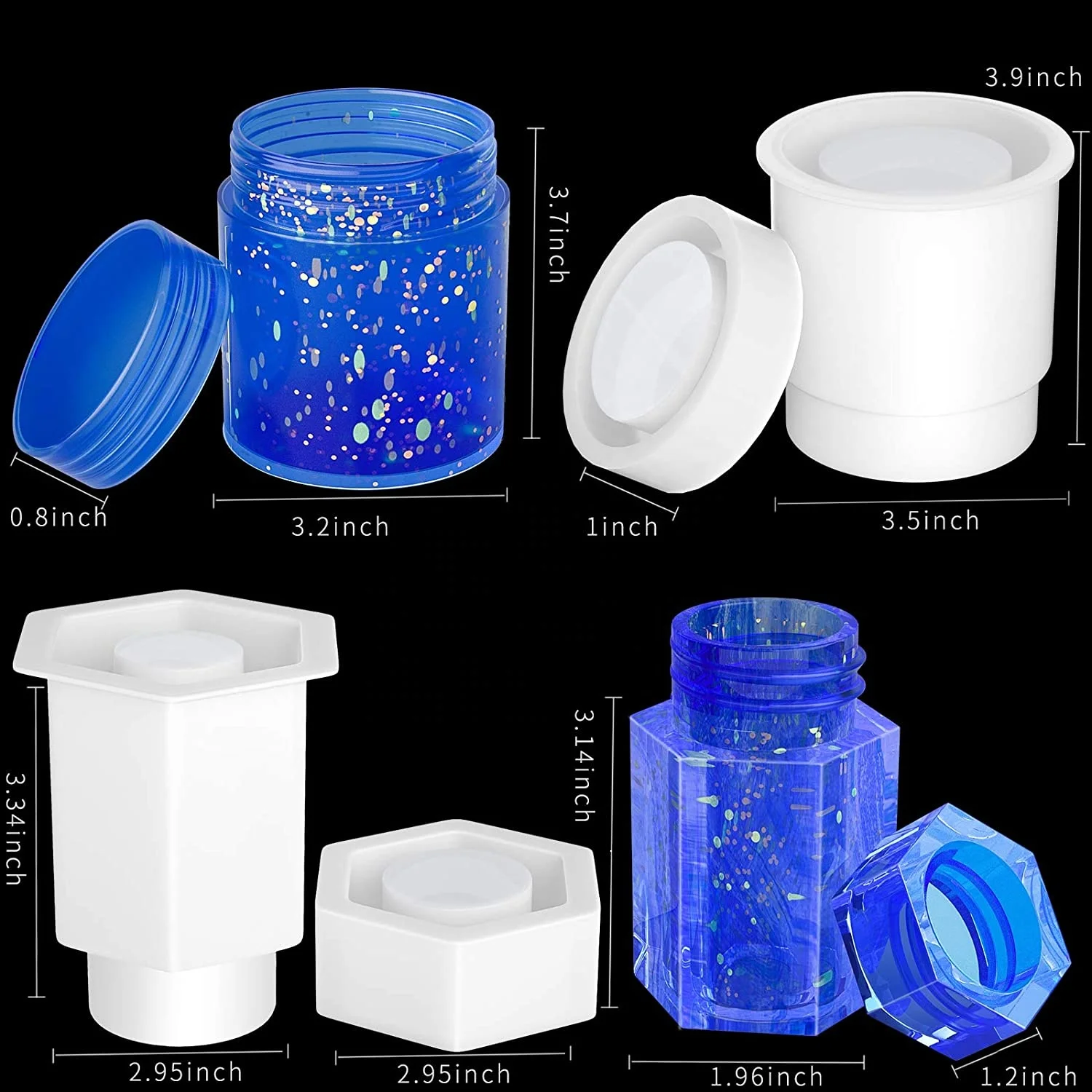Resin Storage Bottle Container Silicone Epoxy Resin Mold for DIY Jewelry Container Decorative Resin Crafts Box Resin Mold with Lid Storage Box Mold Bottle Resin Mold 
