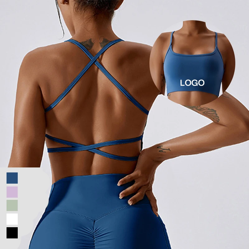 

Plain Yoga Bra Cross Back Breathable Stylish Sports Bra For Women Wholesale Fitness Gym Top Add Logo Gym Clothes