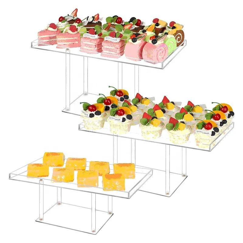 

3Pack Clear Acrylic Dessert Stands Buffet Risers for Cupcakes Dessert Pastry Food Treat Tray Stand for Wedding Birthday Party