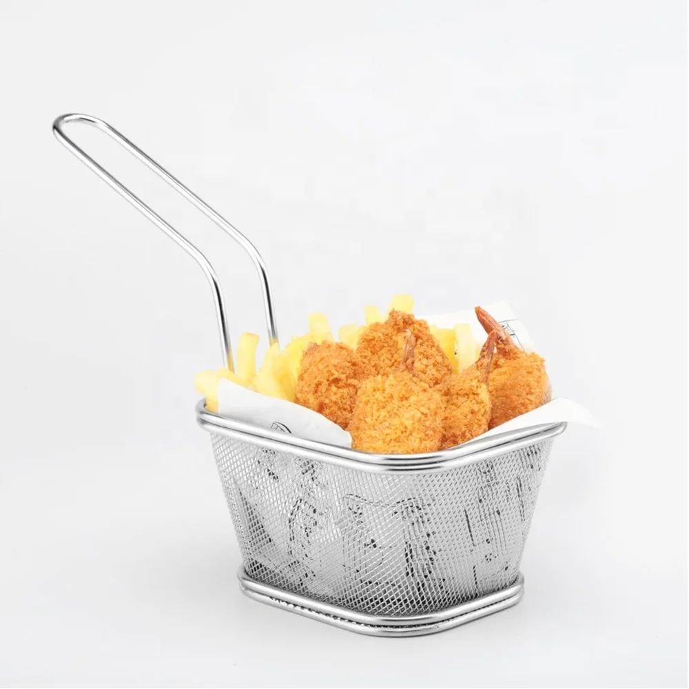 

Kitchen Stainless Steel Fry Basket Mini French Fries Basket For Fried Chip, Customized color