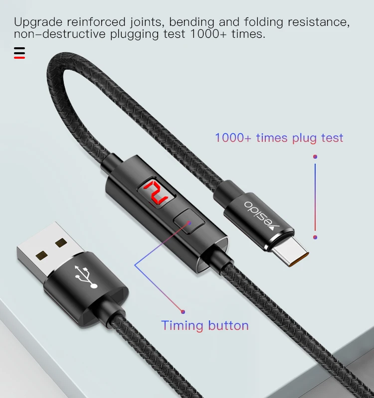 Timed Power Off 8 Pin 2.4A Charger Date Cable Cable Led Displayed Light Timing Charging Usb Cable For Iphone