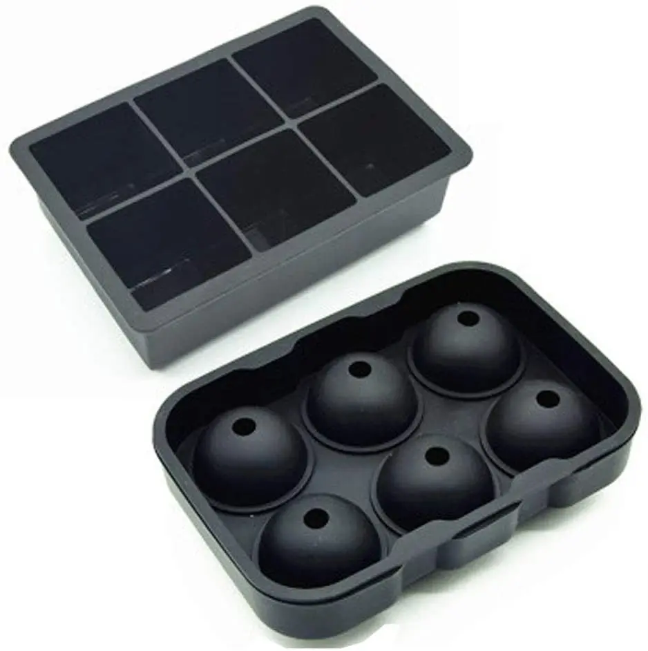 

Sphere Ice Mold & Big Ice Cube Trays Novelty Silicone Ice Ball Maker With Lid For Whiskey Glasses, Black