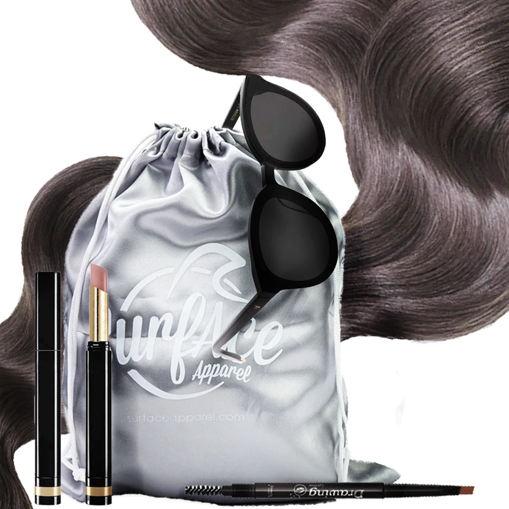 

Custom Printed Logo Large Hair Silk Jewelry Eyelash Dust Wig Pouch Shoe Drawstring Bag Satin Bags Hair Silk Bags