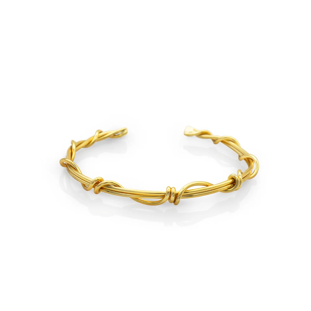 

Chris April In stock gold plated trendy 925 silver gold plate bangle bracelet with Entangled