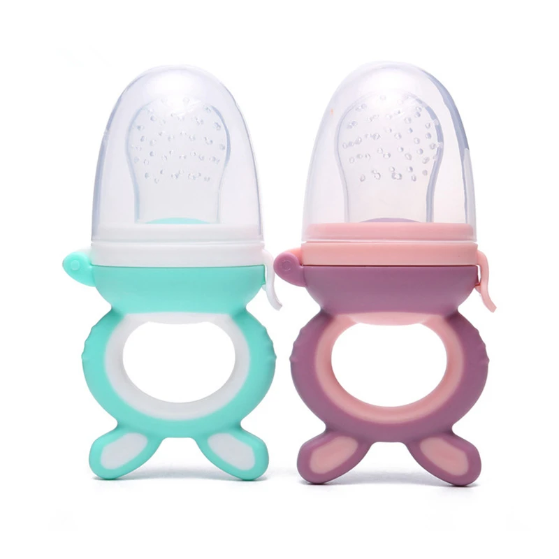

New Design Wholesale Silicone Chewing Fruit Feeder Baby Food Pacifier, Blue/green/pink