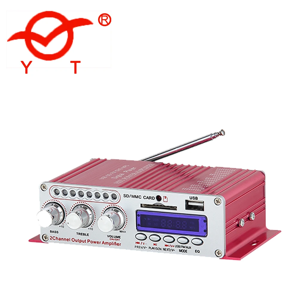 

HY502S USB SD FM amplificador de som car power amplifier, Red/blue