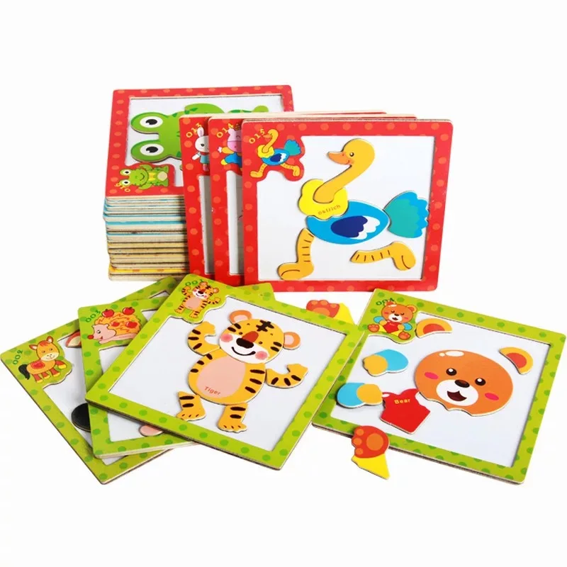 

Montessori Toys Educational Wooden Toys for Child Hot Sale Early Learning Puzzle 3D Magnetic Cartoon Animal Jigsaw Puzzles Toys
