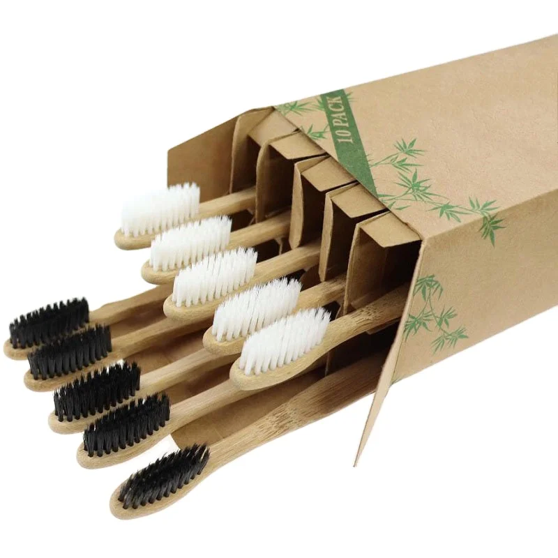 

OEM Biodegradable Reusable Bamboo Toothbrushes, Bamboo Toothbrush made from Natural Bamboo Eco-Friendly Soft Bristles, White and black