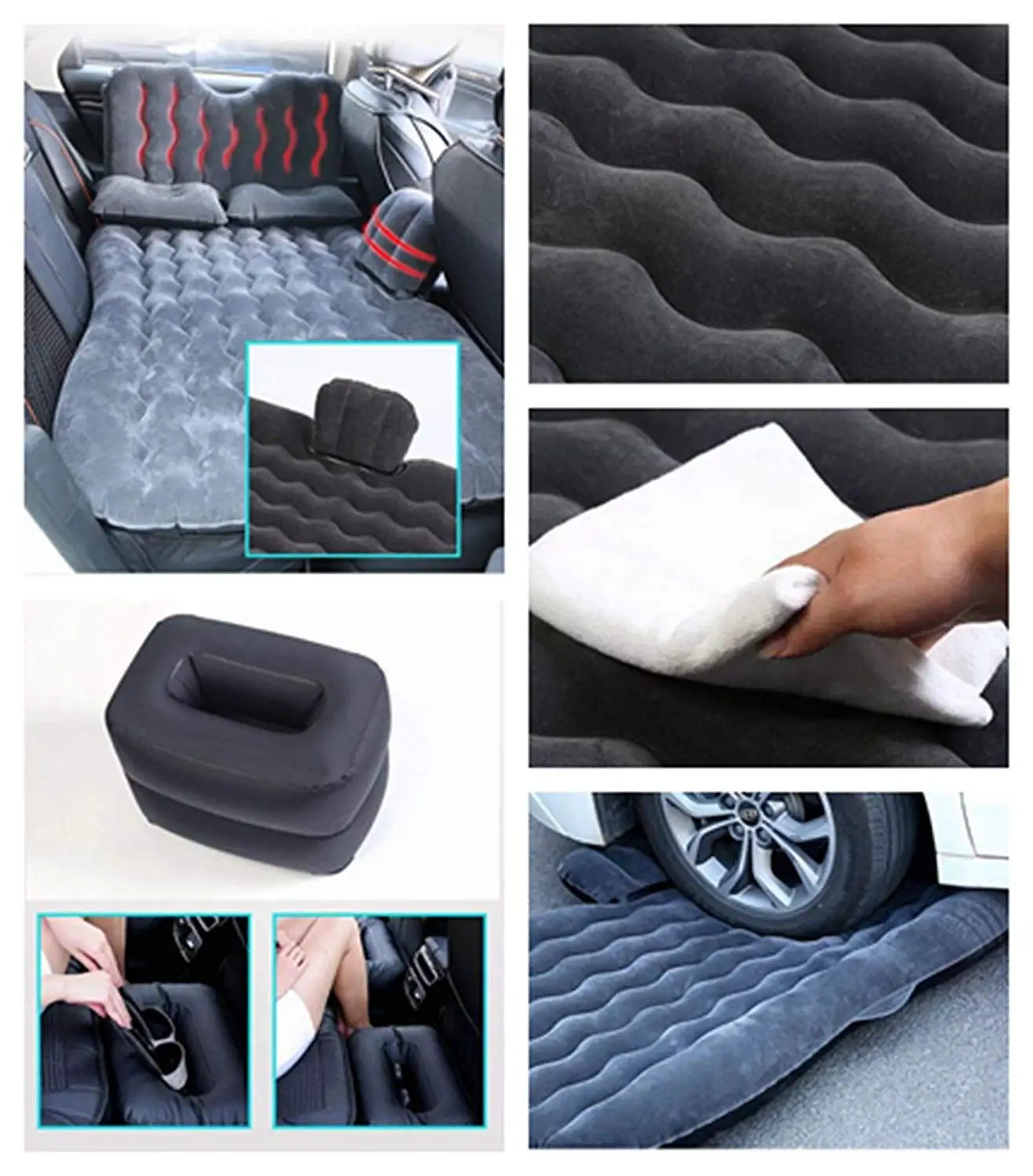 Sleeping Blow-Up Bed Pad fits SUV Minivan Camping Vacation Truck JMEOWIO Car Inflatable Air Mattress Back Seat Pump Portable Travel Compact Twin Size 