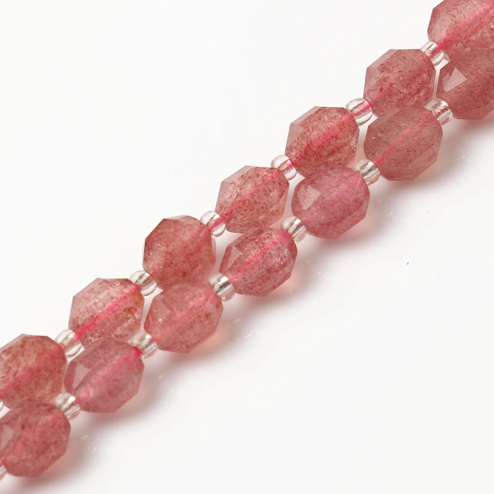 

Wholesale 7.5Inches/15Inches Olive Shape Faceted Strawberry Quartz Stone Beads for DIY Jewelry Making