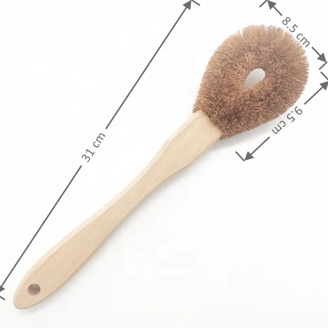 

Customized ECO Friendly Nature Beech Handle Coconut Fiber washing brush for cleaning kitchen